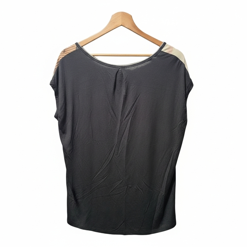 Butterfly Print Women's Shirt - Black and Orange Cap Sleeve Y2K Size XL - Picture 3 of 7